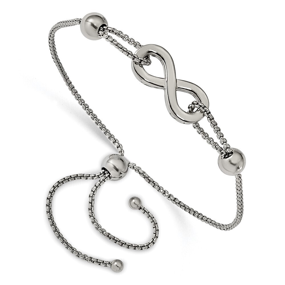 Kazi Luxury Chisel Stainless Steel Polished Infinity Symbol Adjustable Bracelet